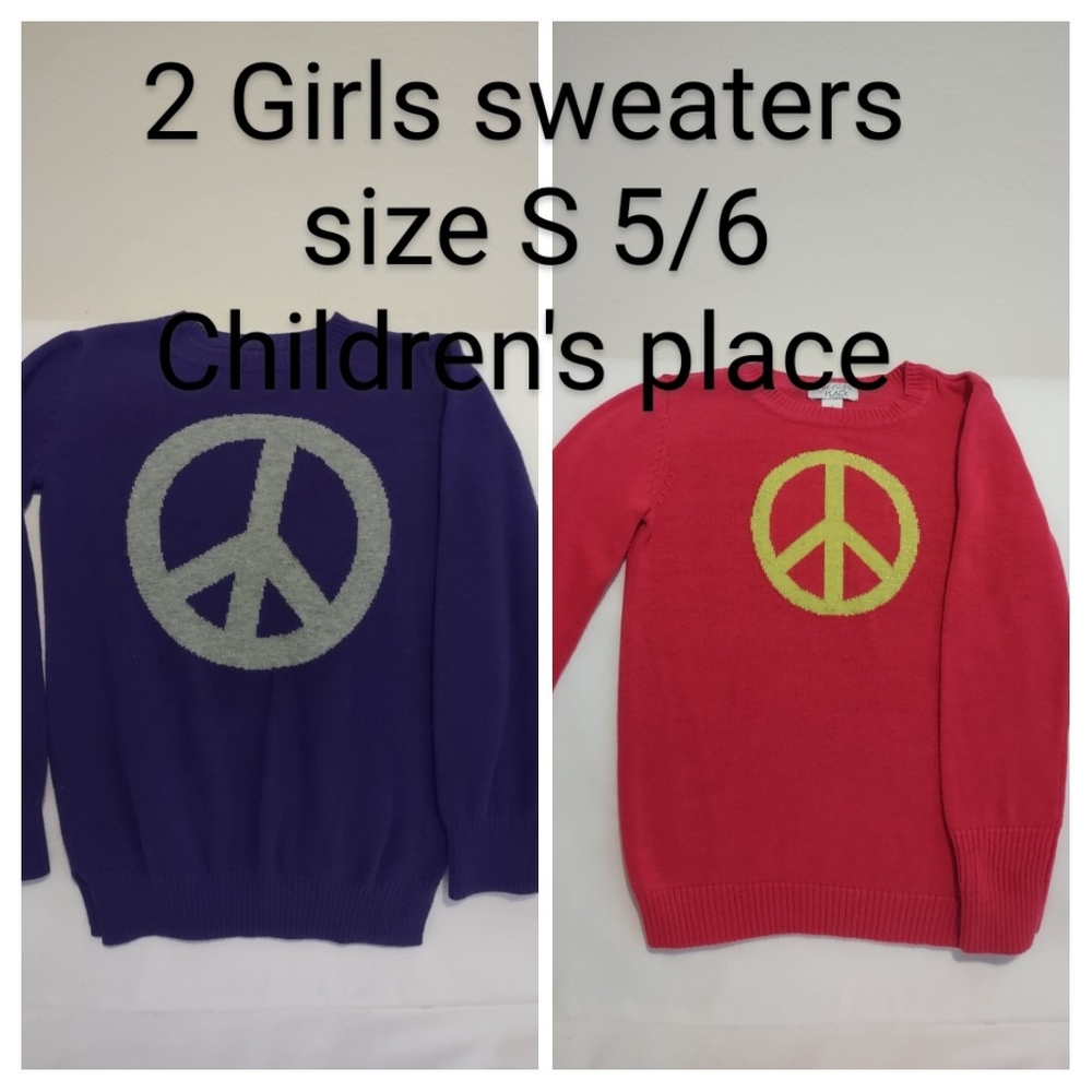 2 Little Girls sweaters from The Children's Place peace sign size S 5/6